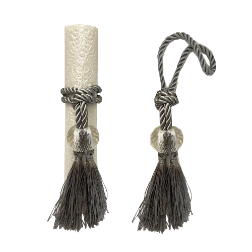 חבק גדיל פרנזים - אפור חרוז שקוף