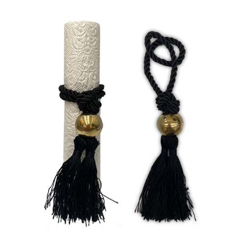 חבק גדיל פרנזים - שחור חרוז זהב