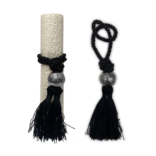 חבק גדיל פרנזים - שחור חרוז כסף