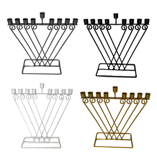 חנוכיה מתכת 18 ס"מ - דגם משתנה