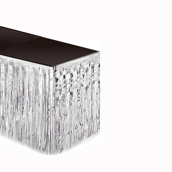 חצאית שולחן פרנזים מטאלי - כסף