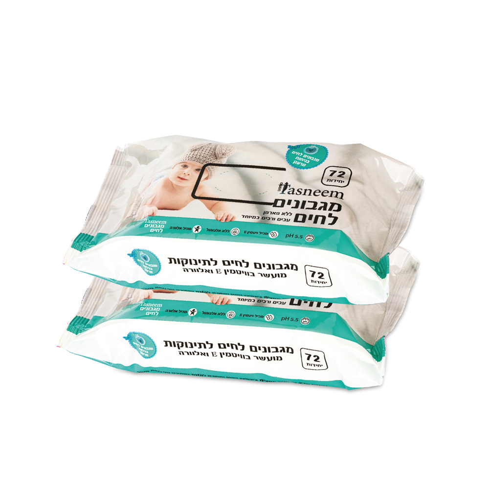 4 יח' מגבונים לחים ללא אלכוהול