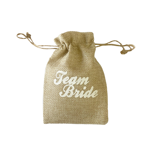 שקית יוטה מסיבת רווקות TEAM BRIDE - טבעי