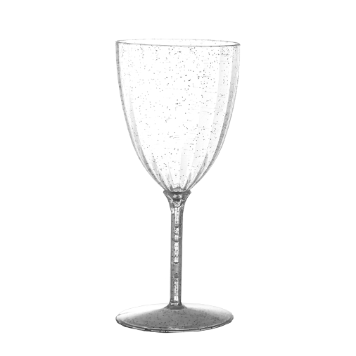 כוס יין פסים מהודרת 6 יח' - ניצוצות כסף