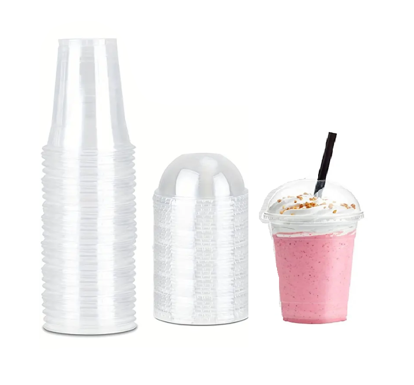 כוס אייס + מכסה כיפה 20 יח' - שקוף