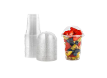 כוס גביע + מכסה כיפה 20 יח'  6OZ - שקוף