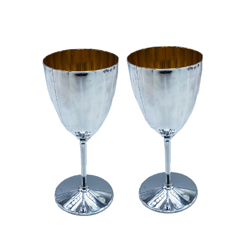 זוג גביעי יין לקידוש מפלסטיק - כסף