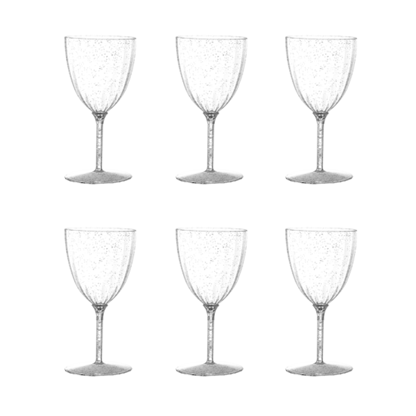 כוס יין קטנה פסים מהודרת 6 יח' - ניצוצות כסף