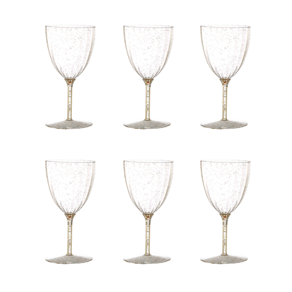 כוס יין קטנה פסים מהודרת 6 יח' - ניצוצות זהב