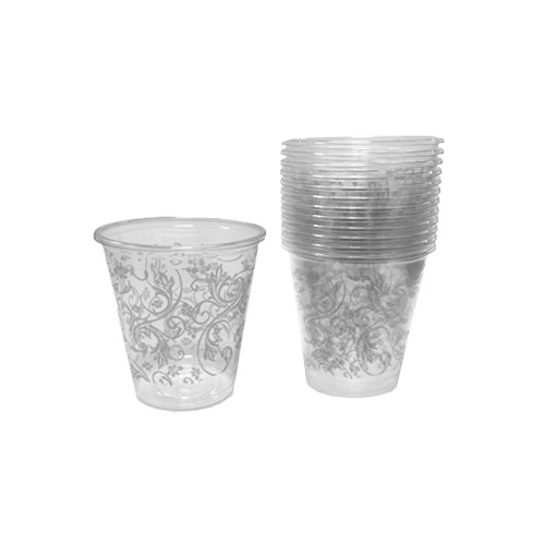 כוסיות פלסטיק מעוטרות 3OZ - כסף