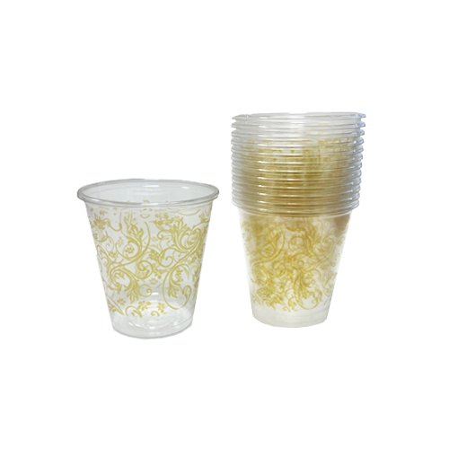 כוסיות פלסטיק מעוטרות 3OZ - זהב