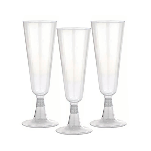 כוס שמפנייה איכותית + רגל מתפרקת 12 יח' - שקוף