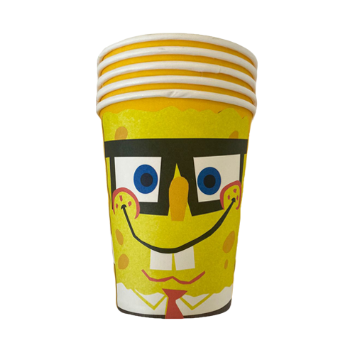 כוסות נייר יום הולדת בוב ספוג 8 יח' - צהוב