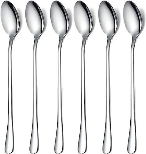 כפיות מתכת מאורכות 6 יח'- כסף