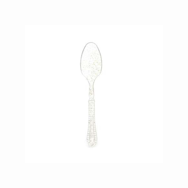 כפית פלסטיק יוקרתי וינטג' 10 יח' - ניצוצות זהב