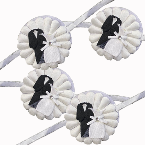 כרית חינה חתן כלה עם סרט קשירה - לבן