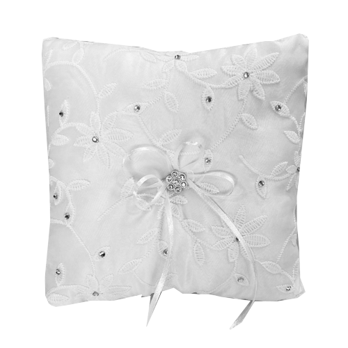 כרית לטבעות חתן כלה - תחרה לבן