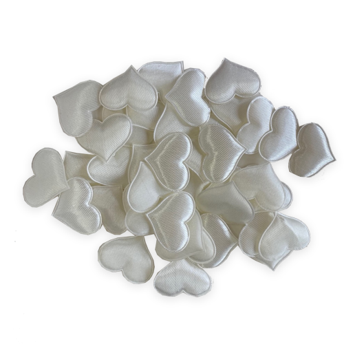 לבבבות מבד לקישוט - לבן