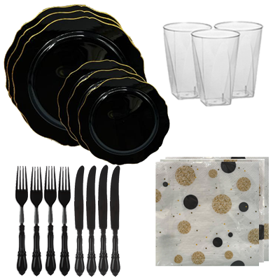 חבילת אירוח ליסה 8 סועדים - שחור