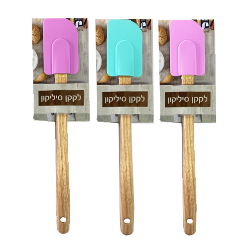 לקקן סיליקון ידית עץ 30 ס"מ - צבע משתנה