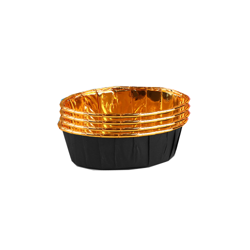 תבנית מאפינס אובלי פס זהב 25 יח'-  שחור