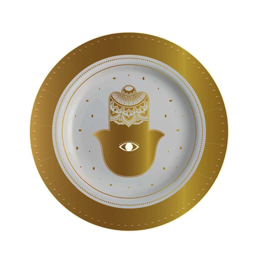 3 יח' מגש נייר חמסה - לבן זהב 