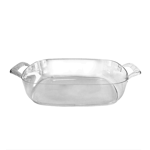 מגש פלסטיק עמוק להגשה עם ידיות - שקוף