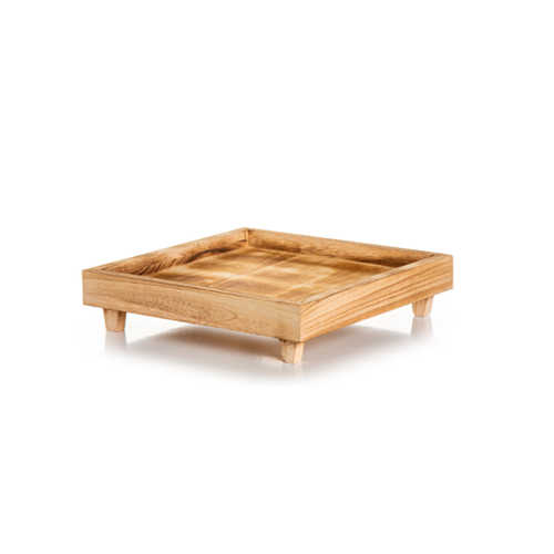 מגש עץ מרובע +רגלים 20*20*4 ס"מ - טבעי