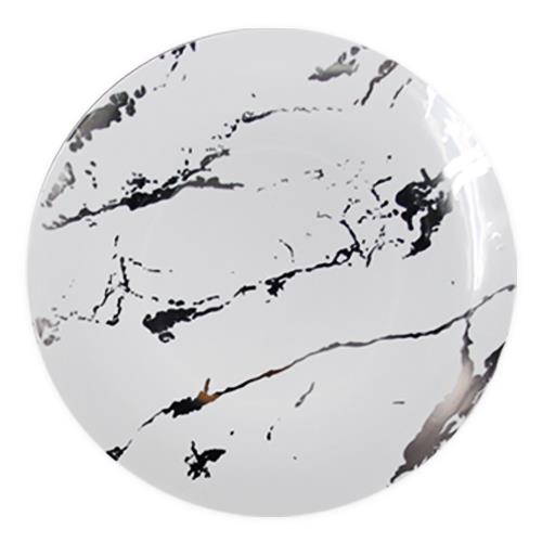 מגש פלסטיק עגול ענק גרניט 40 ס"מ - לבן כסף