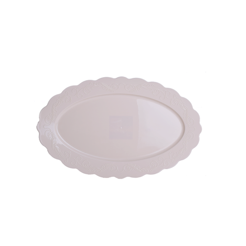 מגש פלסטיק אובלי רטרו קטן - קרם