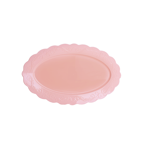 מגש פלסטיק אובלי רטרו קטן - ורוד