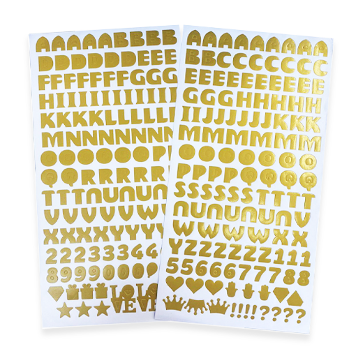 2 דפי מדבקות אותיות באנגלית - זהב
