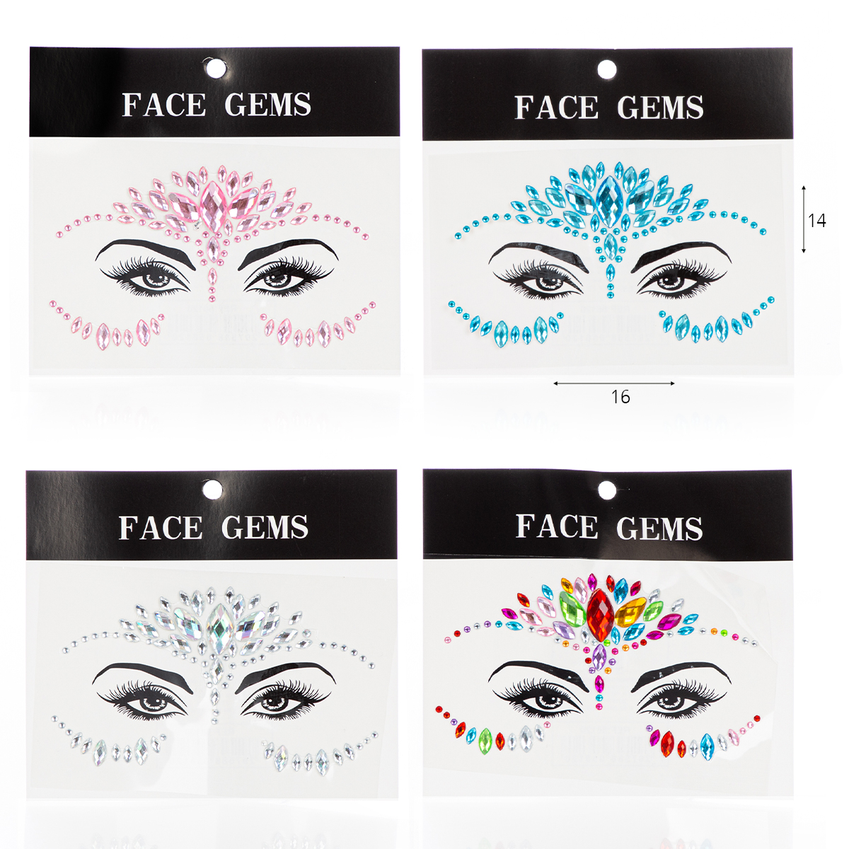 מדבקות אבני קריסטל לפנים - עיצוב משתנה