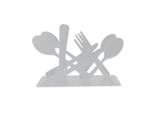 מחזיק מפיות ממתכת דגם סכו"ם - לבן