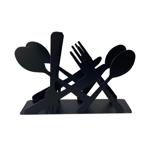 מחזיק מפיות ממתכת דגם סכו"ם - שחור