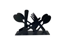 מחזיק מפיות ממתכת דגם סכו"ם - שחור