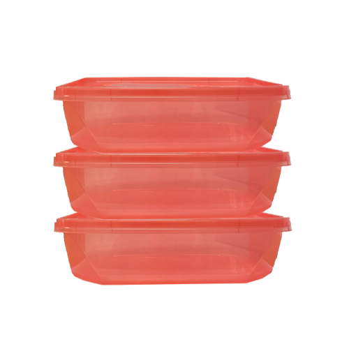 7 יח' מיכל 1 ליטר + מכסה - אדום שקוף