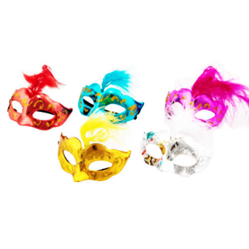 מיני מסכה לפורים עם נוצה - צבעוני