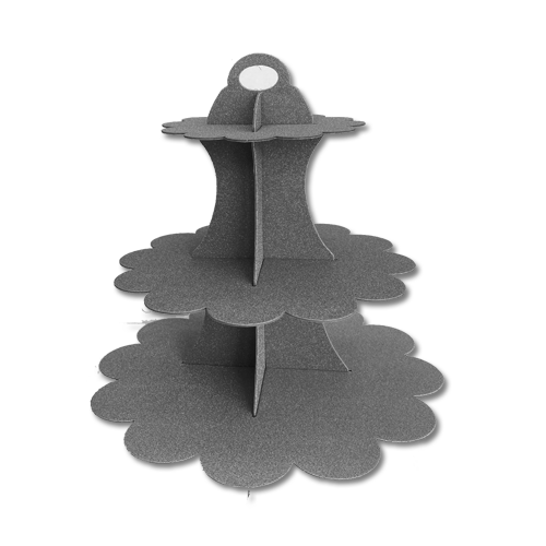 מעמד רגל לעוגה 3 קומות - כסף נצנץ