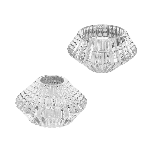 פמוט זכוכית דו צדדי לנר - שקוף