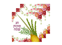 מפיות חג שמח לסוכות 20 יח' - לבן