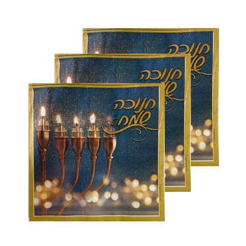 מפיות חנוכה שמח 20 יח' - כחול 