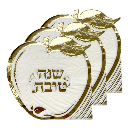 מפית דוגמת תפוח 12 יח' לראש השנה- זהב