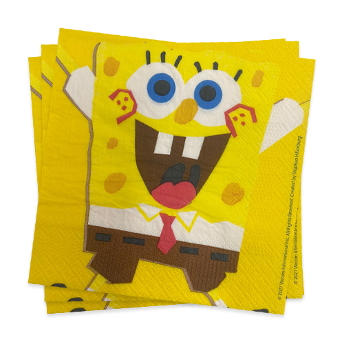 מפיות נייר יום הולדת בוב ספוג 20 יח' - צהוב