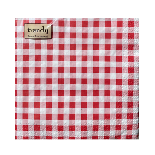 מפיות נייר משבצות 20 יח' - אדום לבן