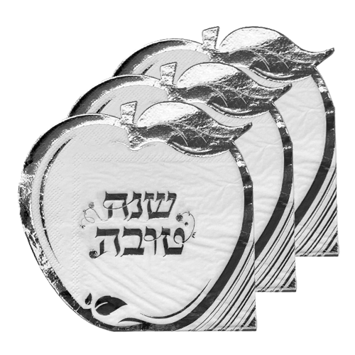 מפית דוגמת תפוח 12 יח' לראש השנה- כסף