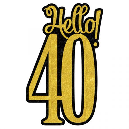 מרכז שולחן יום הולדת 40 - זהב גליטר