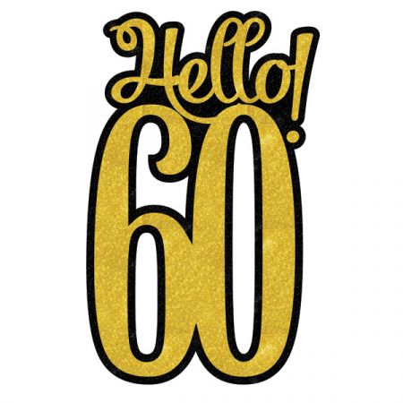 מרכז שולחן יום הולדת 60 - זהב גליטר