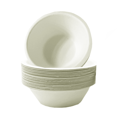 צלחת מרקייה מתכלה קנה סוכר עגול 50 יח - לבן