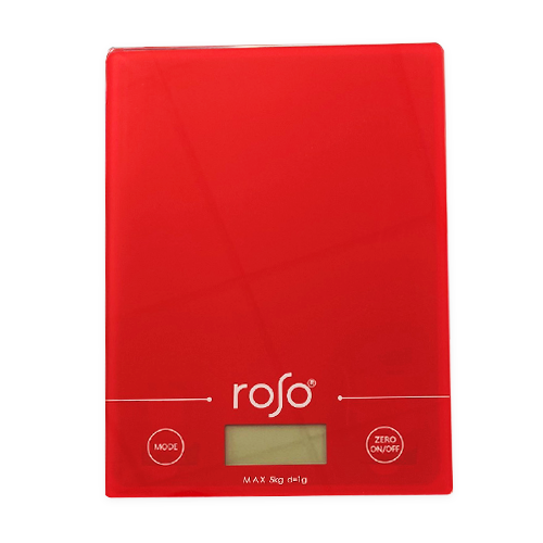 משקל דיגיטלי 5 ק"ג מזכוכית-  אדום